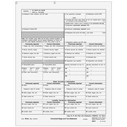 W-2C Corrected Wage And Tax Statement Copy B - Employee Federal (80073)