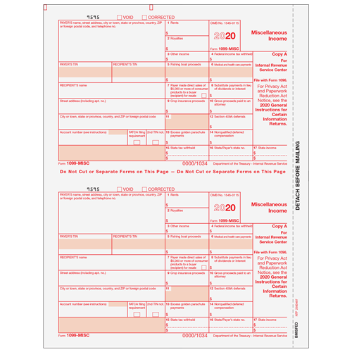 1099-MISC Miscellaneous Income - Copy A Federal (BMISFED05)