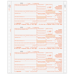 3up 1099-PATR Taxable Distributions From Cooperatives 4-part - Carbonless (CPATR054)